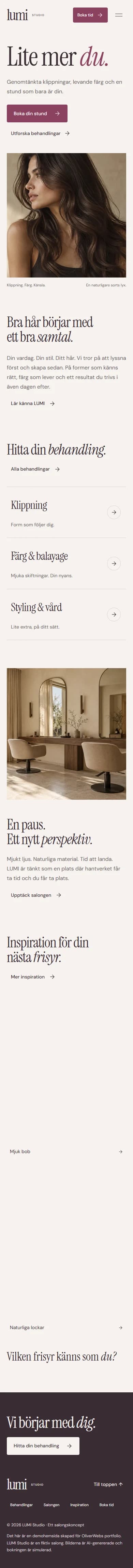 Skärmbild av LUMI Studio, mobil